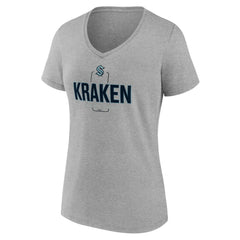 NHL,Custom Seattle Kraken Women's Personalized Name & Number Midfielder V-Neck T-Shirt - Gray