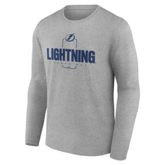 NHL,Custom Tampa Bay Lightning Personalized Name & Number Midfielder Long Sleeve T-Shirt - Gray