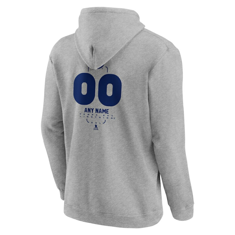 NHL,Custom Tampa Bay Lightning Personalized Name & Number Midfielder Pullover Hoodie - Gray