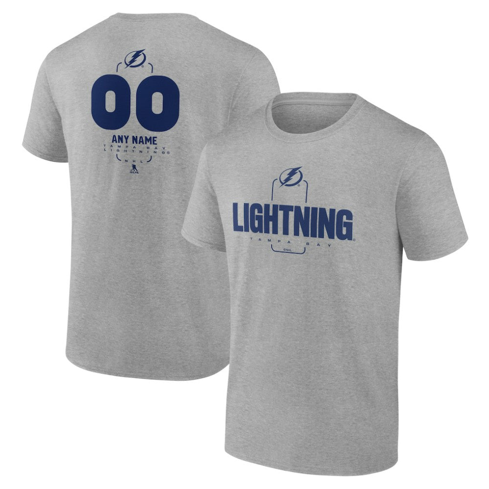 NHL,Custom Tampa Bay Lightning Personalized Name & Number Midfielder T-Shirt - Gray