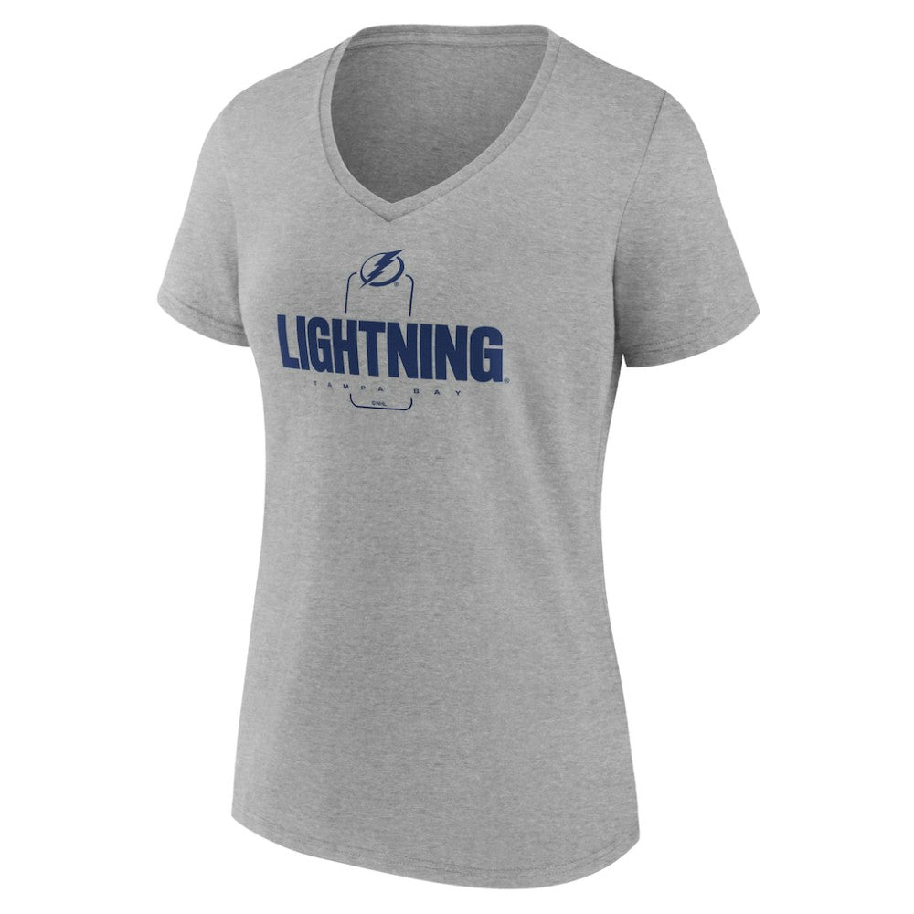 NHL,Custom Tampa Bay Lightning Women's Personalized Name & Number Midfielder V-Neck T-Shirt - Gray