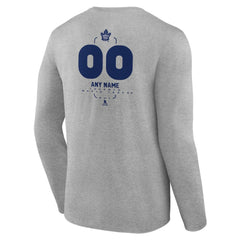 NHL,Custom Toronto Maple Leafs Personalized Name & Number Midfielder Long Sleeve T-Shirt - Gray