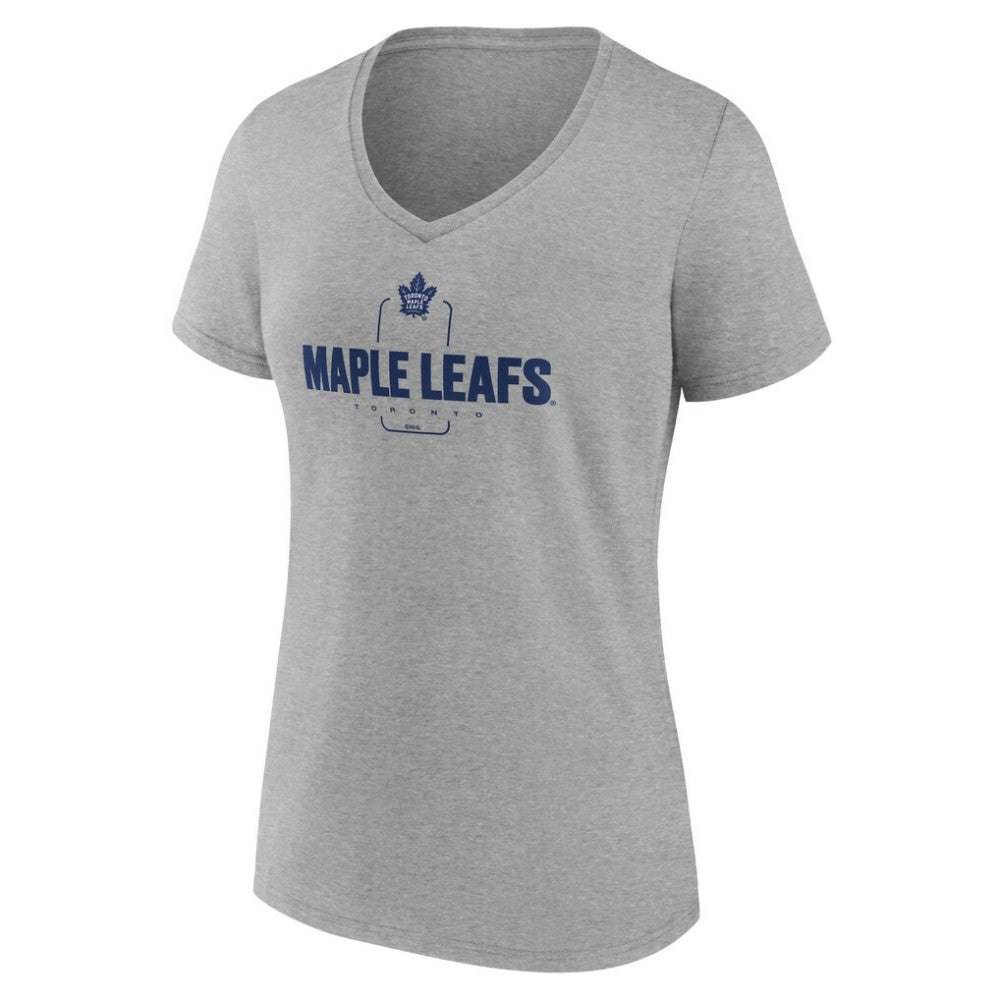 NHL,Custom Toronto Maple Leafs Women's Personalized Name & Number Midfielder V-Neck T-Shirt - Gray