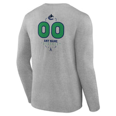 NHL,Custom Vancouver Canucks Personalized Name & Number Midfielder Long Sleeve T-Shirt - Gray