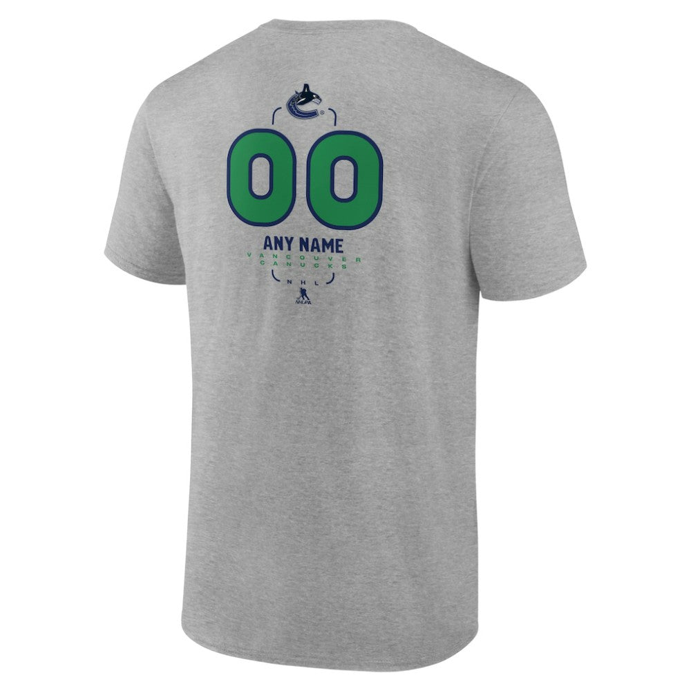 NHL,Custom Vancouver Canucks Personalized Name & Number Midfielder T-Shirt - Gray