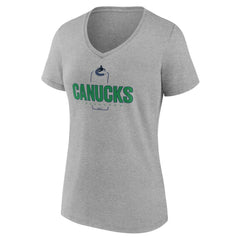 NHL,Custom Vancouver Canucks Women's Personalized Name & Number Midfielder V-Neck T-Shirt - Gray
