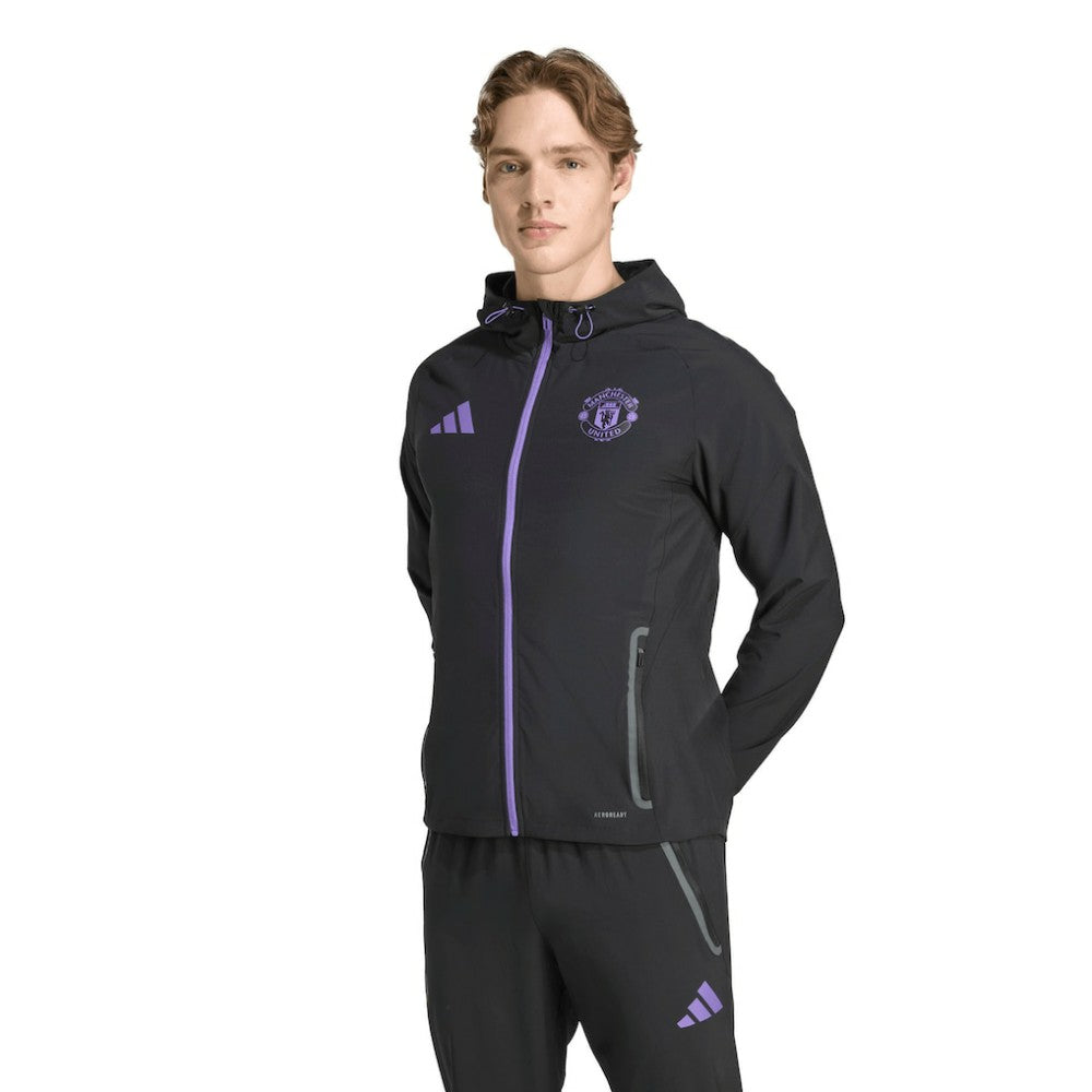 Manchester United 2025/26 Tiro Vis Tech Travel Jacket Black
