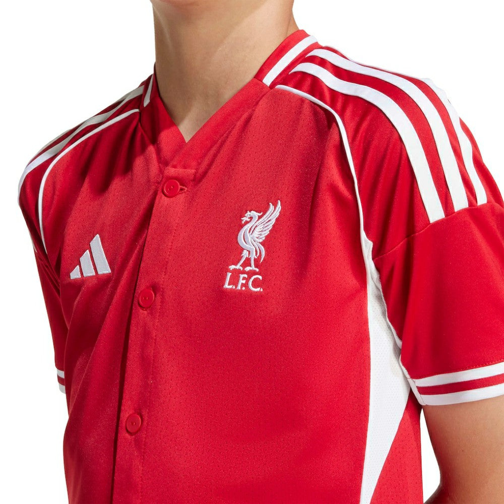 Liverpool Youth Full-Button Baseball Jersey Red