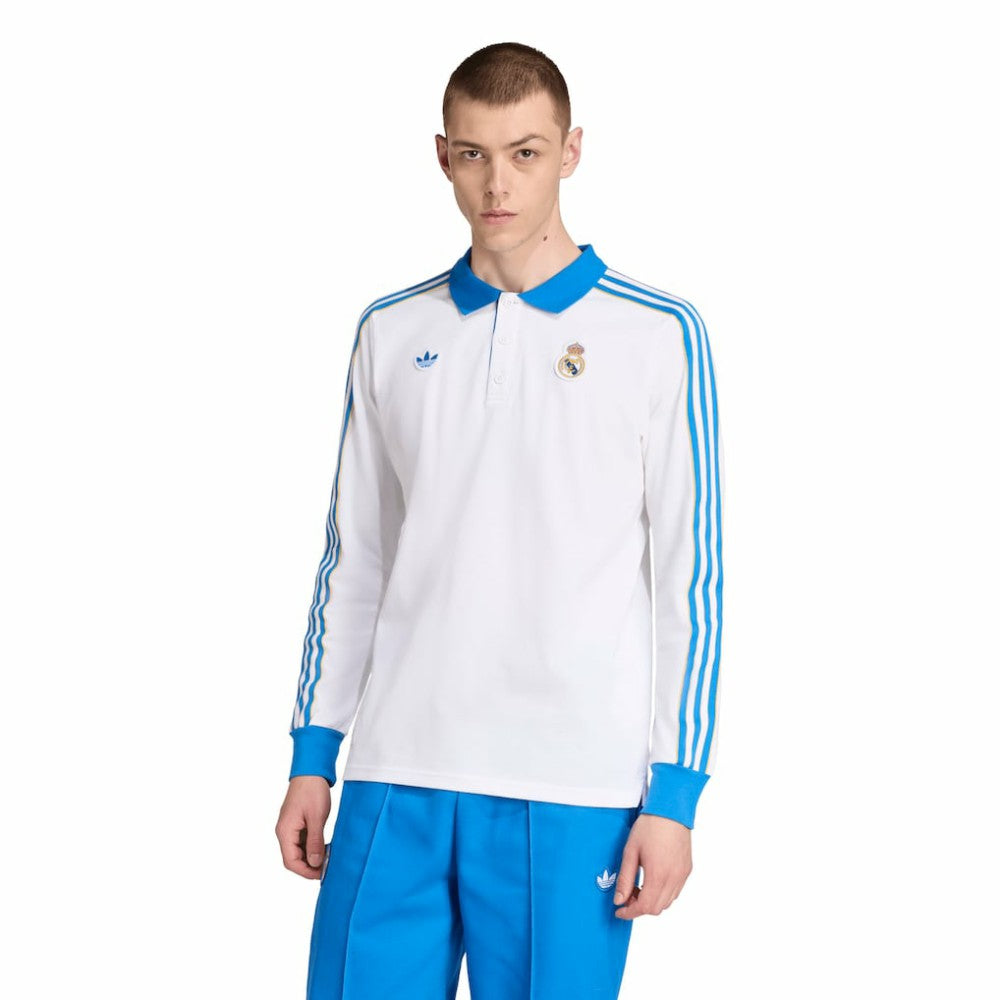 Real Madrid Terrace Icons Long Sleeve Polo White