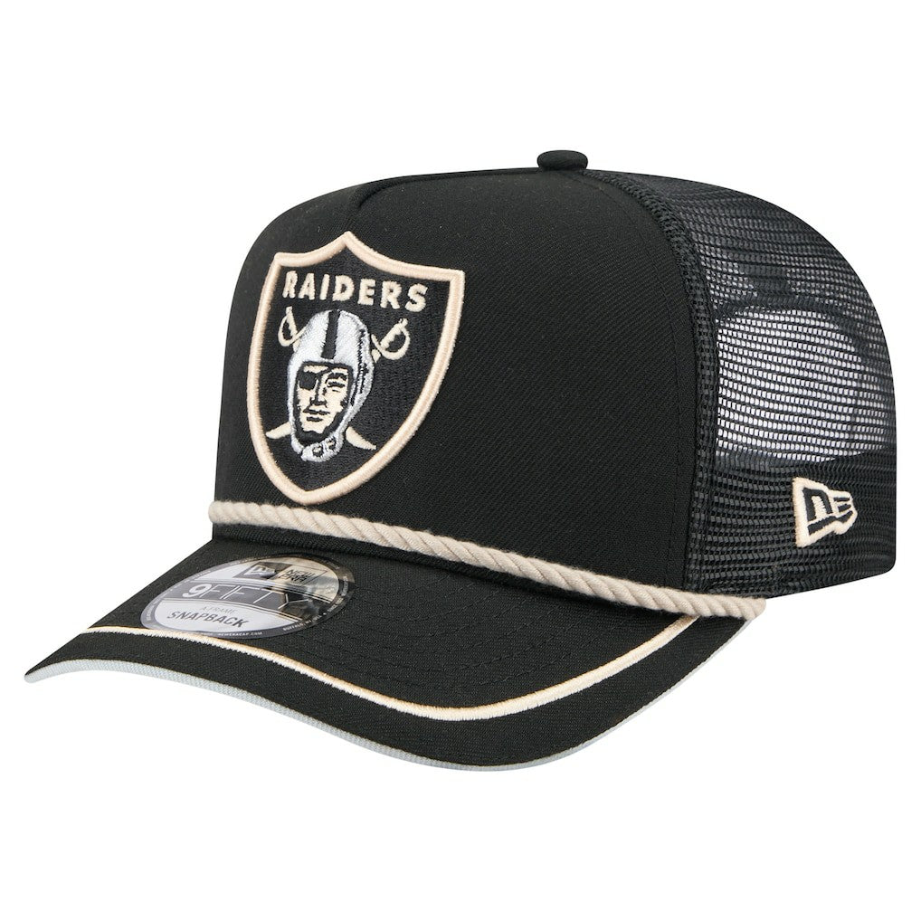 Las Vegas Raiders New Era Vintage Team Rope A-Frame Trucker 9FIFTY Snapback Hat Black