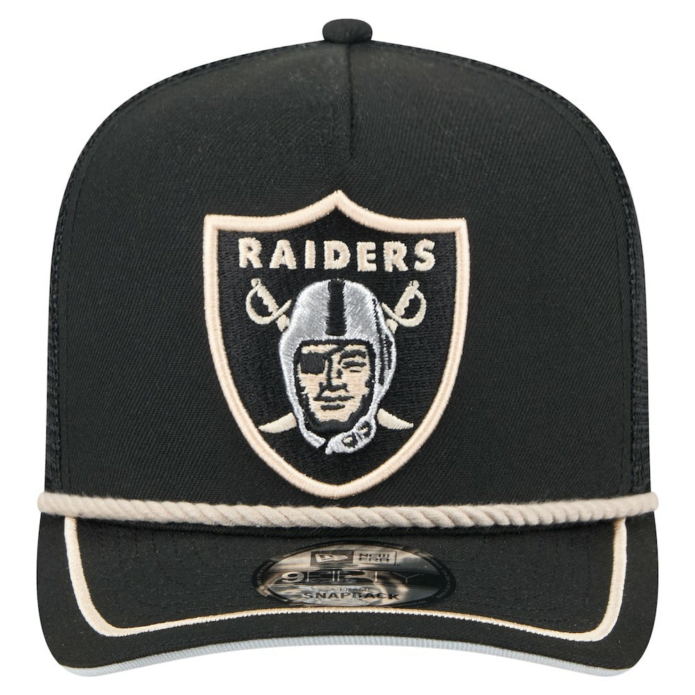 Las Vegas Raiders New Era Vintage Team Rope A-Frame Trucker 9FIFTY Snapback Hat Black