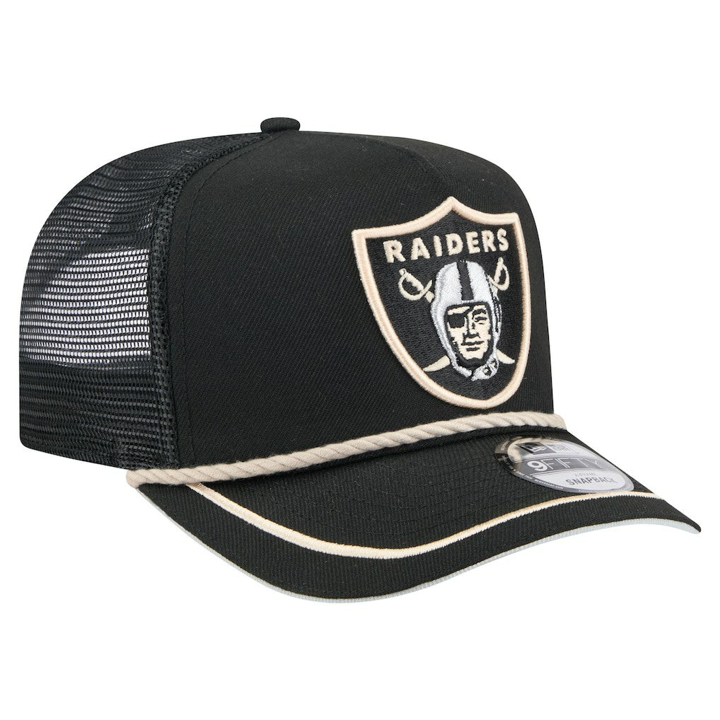 Las Vegas Raiders New Era Vintage Team Rope A-Frame Trucker 9FIFTY Snapback Hat Black