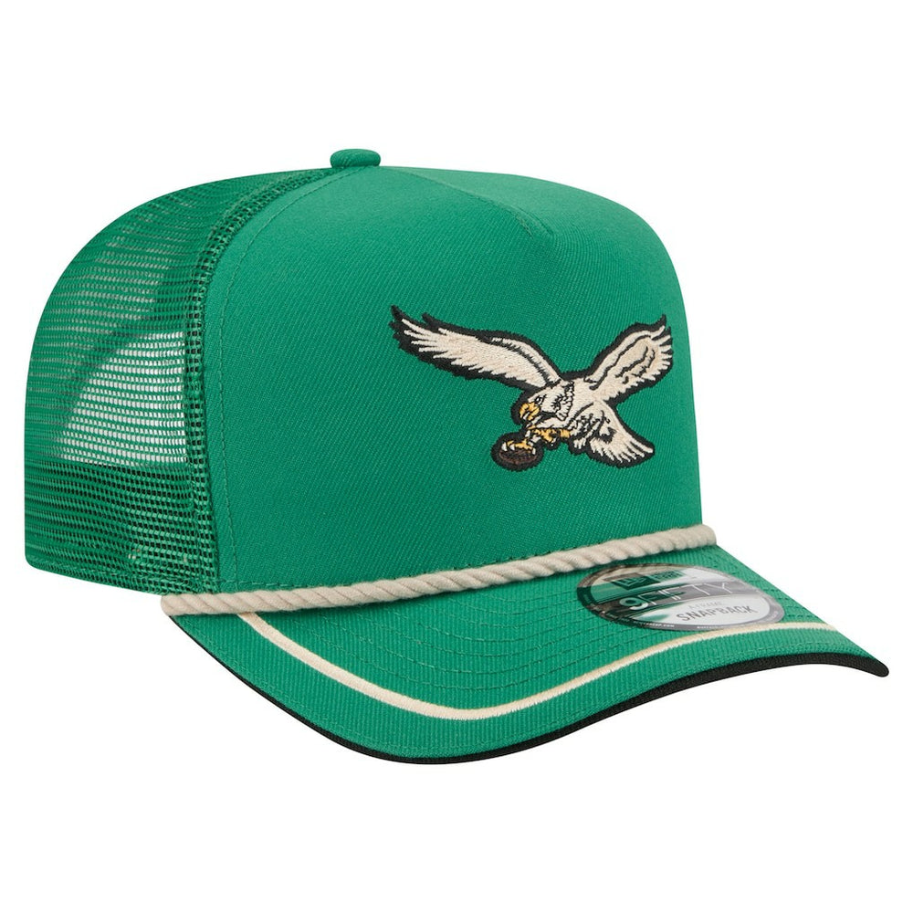 Philadelphia Eagles New Era Vintage Team Rope A-Frame Trucker 9FIFTY Snapback Hat Kelly Green