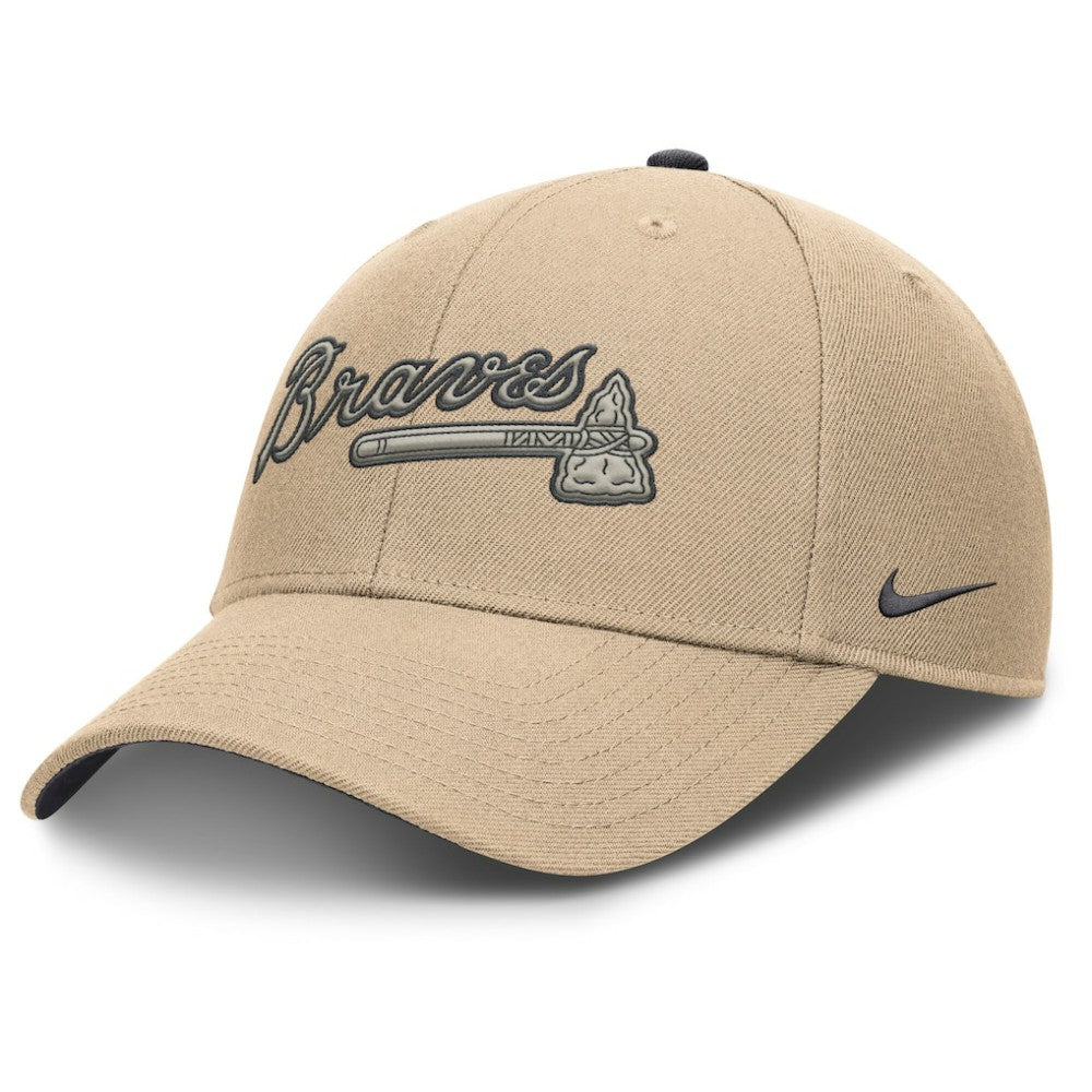 Atlanta Braves Nike Rise Adjustable Hat - Khaki Hats