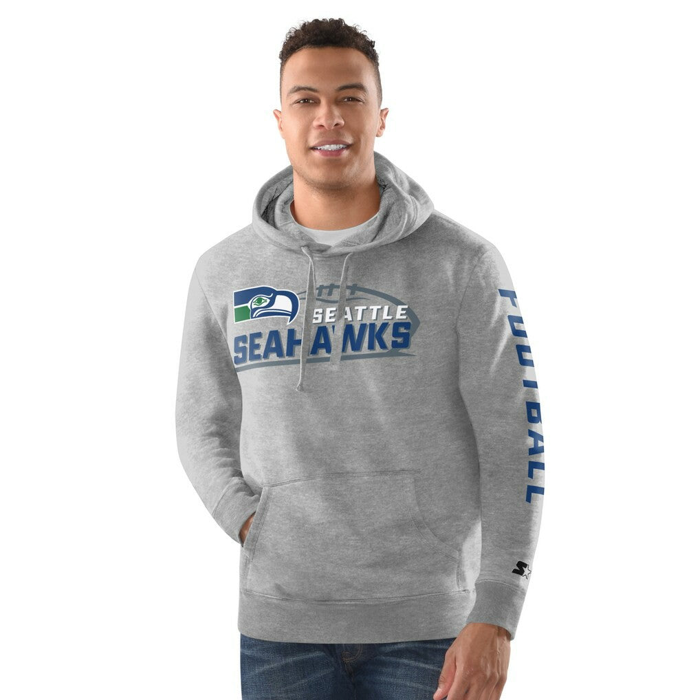 Seattle Seahawks Starter Vintage Pullover Hoodie Heather Gray