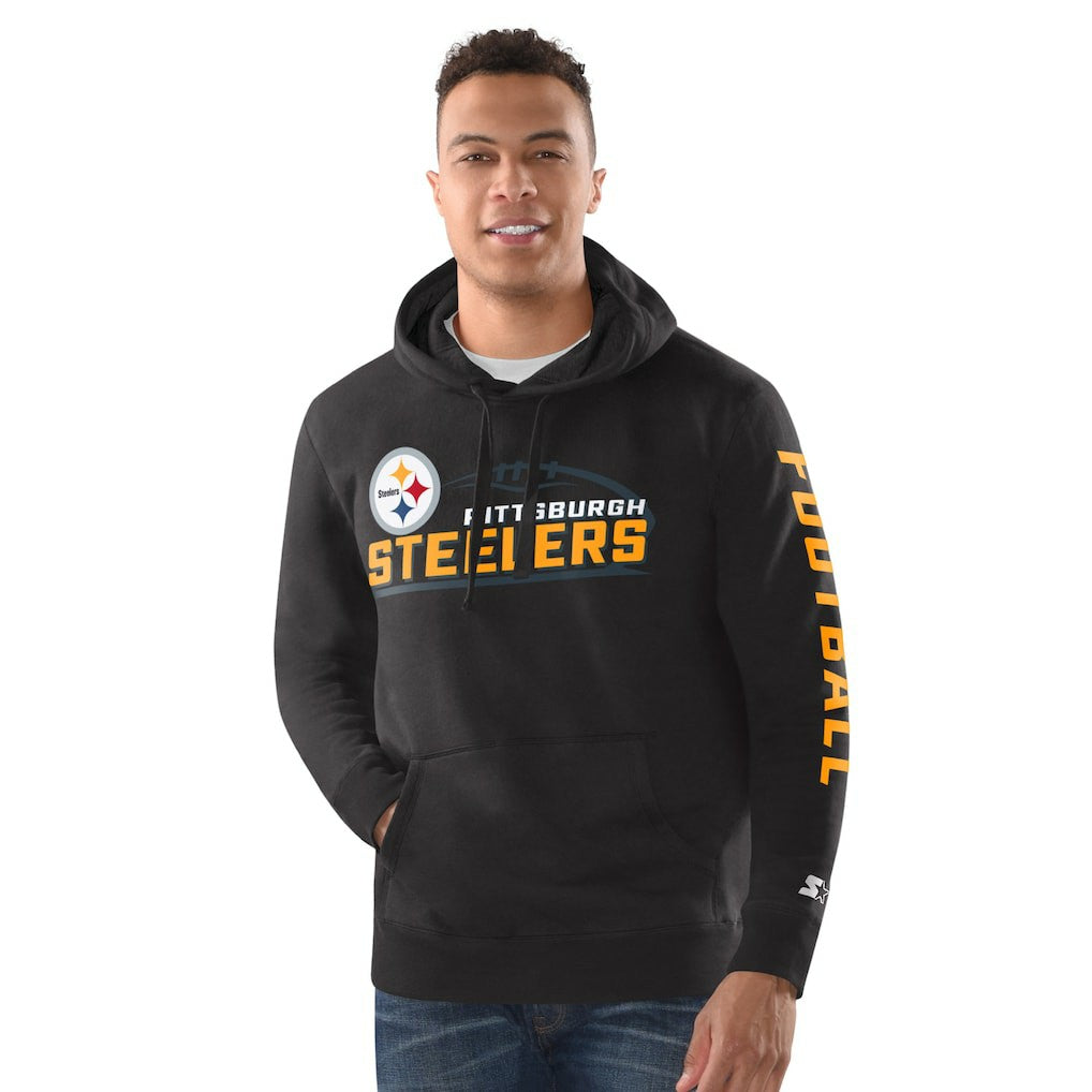 Pittsburgh Steelers Starter Vintage Pullover Hoodie Heather Gray