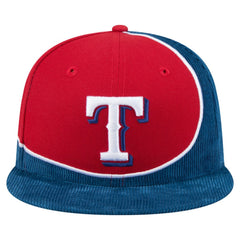 Texas Rangers New Era Retro Split Corduroy Snapback Hat - Royal/Red Hats