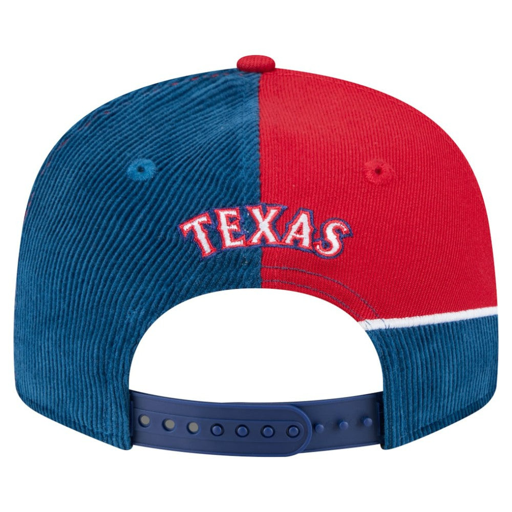 Texas Rangers New Era Retro Split Corduroy Snapback Hat - Royal/Red Hats