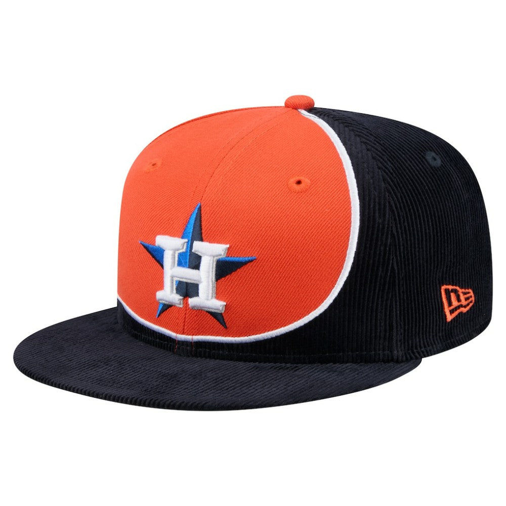 Houston Astros New Era Retro Split Corduroy Snapback Hat - Navy/Orange Hats