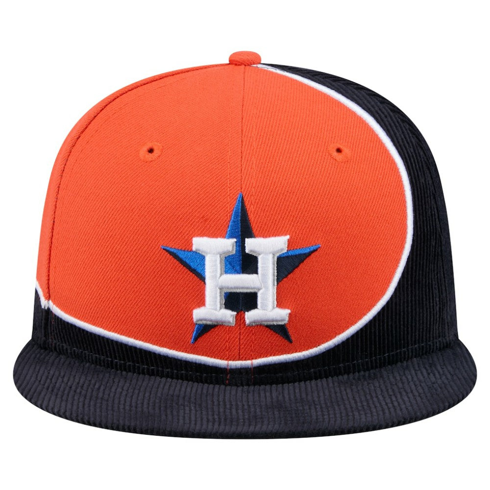 Houston Astros New Era Retro Split Corduroy Snapback Hat - Navy/Orange Hats
