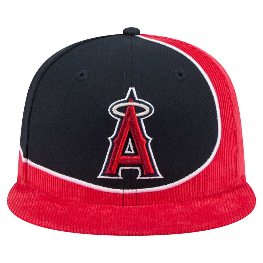 Los Angeles Angels New Era Retro Split Corduroy Snapback Hat - Red/Navy Hats