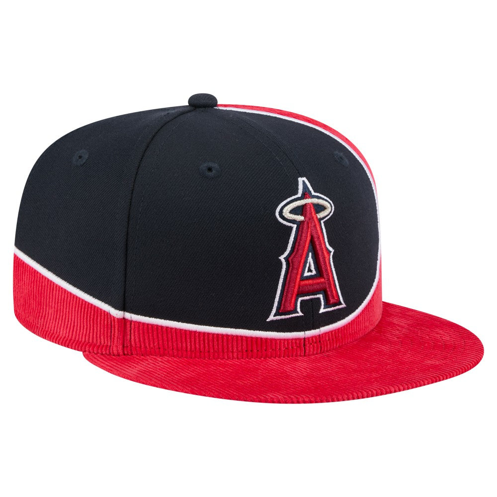 Los Angeles Angels New Era Retro Split Corduroy Snapback Hat - Red/Navy Hats