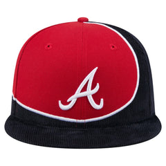 Atlanta Braves New Era Retro Split Corduroy Snapback Hat - Navy/Red Hats