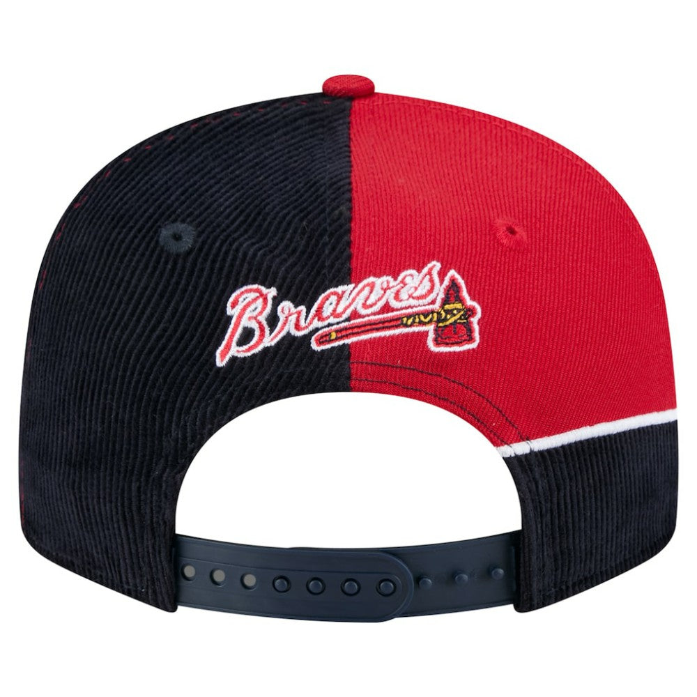 Atlanta Braves New Era Retro Split Corduroy Snapback Hat - Navy/Red Hats