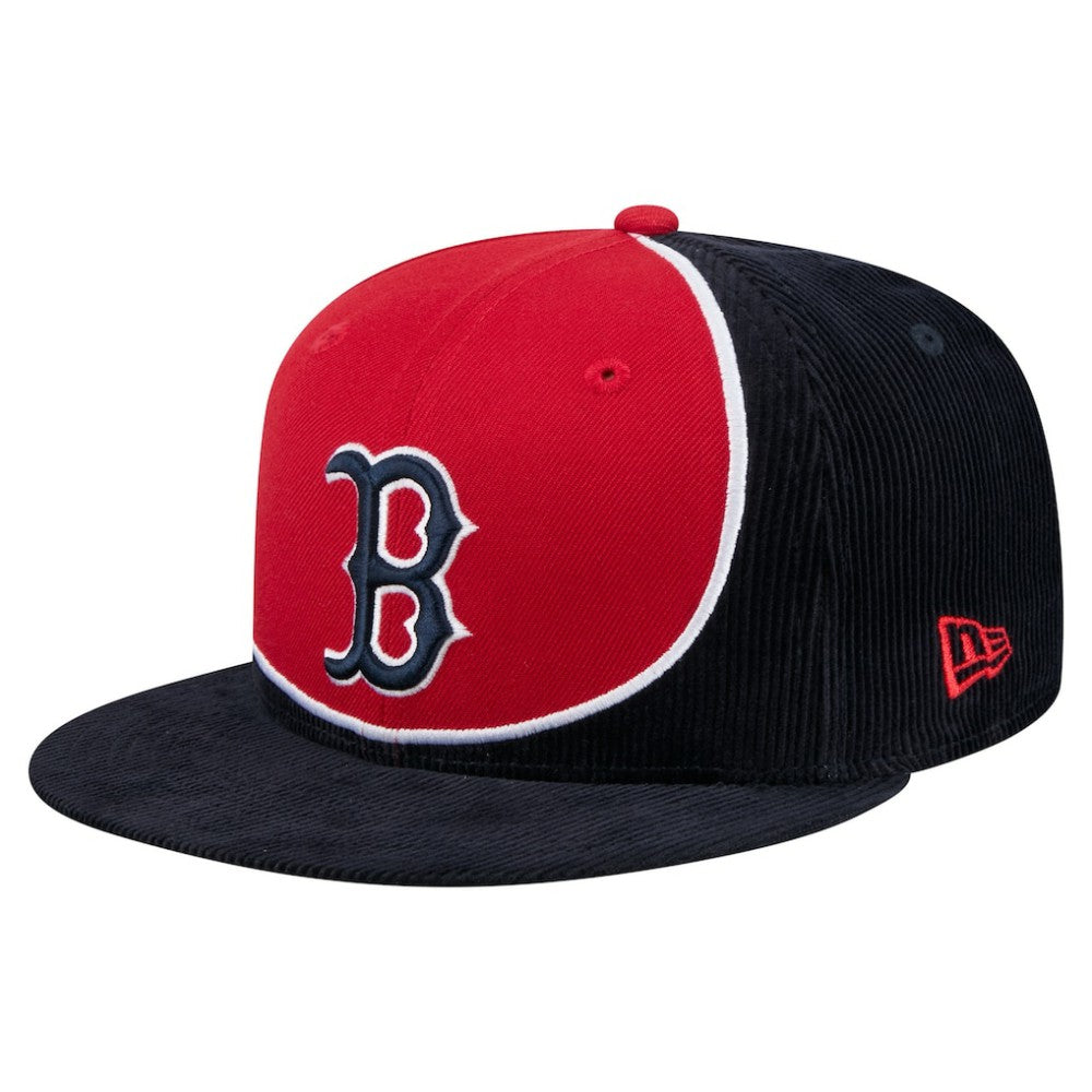 Boston Red Sox New Era Retro Split Corduroy Snapback Hat - Navy/Red Hats