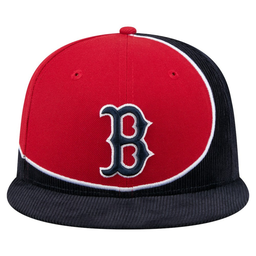 Boston Red Sox New Era Retro Split Corduroy Snapback Hat - Navy/Red Hats
