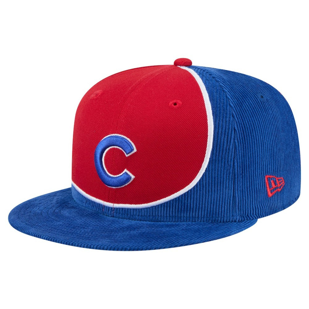 Chicago Cubs New Era Retro Split Corduroy Snapback Hat - Royal/Red Hats