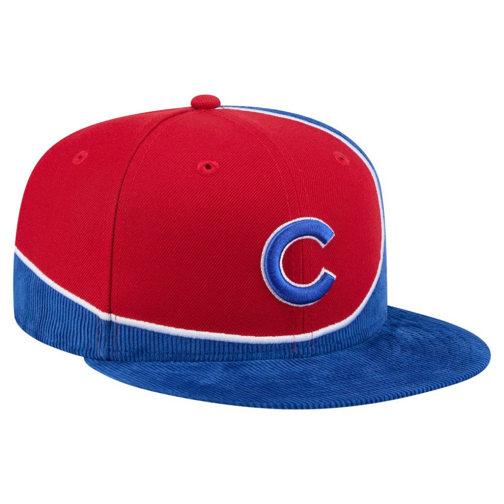 Chicago Cubs New Era Retro Split Corduroy Snapback Hat - Royal/Red Hats