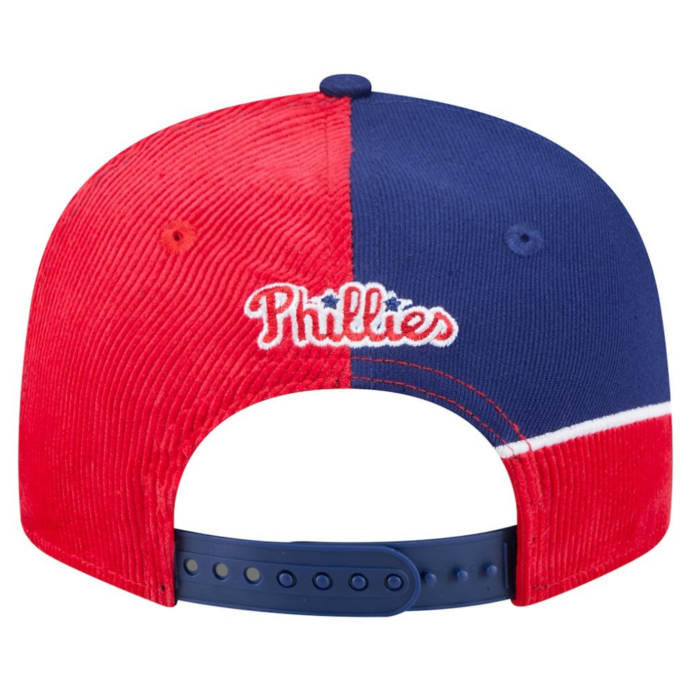 Philadelphia Phillies New Era Retro Split Corduroy Snapback Hat - Red/Royal Hats