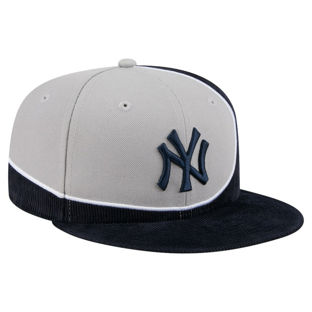New York Yankees New Era Retro Split Corduroy Snapback Hat - Navy/Gray Hats