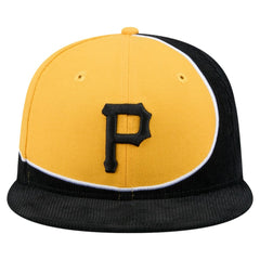 Pittsburgh Pirates New Era Retro Split Corduroy Snapback Hat - Black/Gold Hats