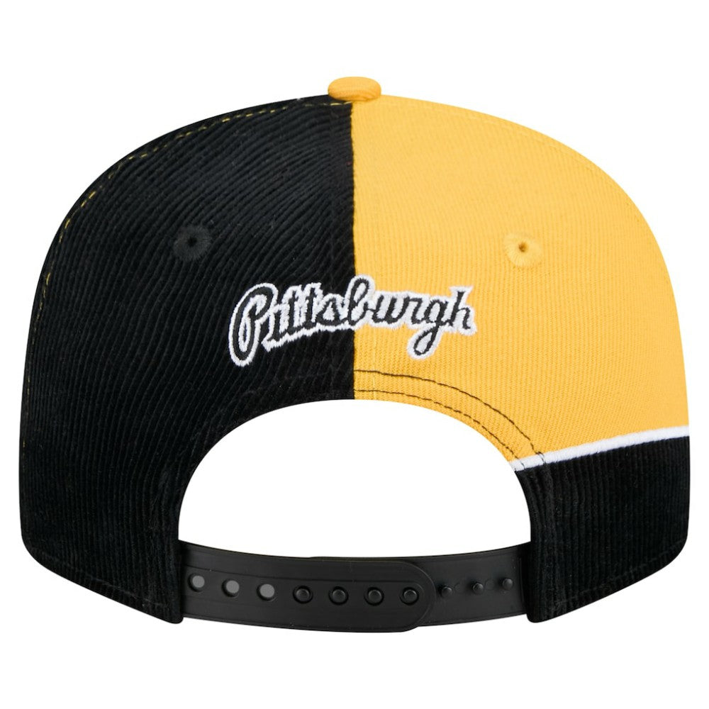 Pittsburgh Pirates New Era Retro Split Corduroy Snapback Hat - Black/Gold Hats