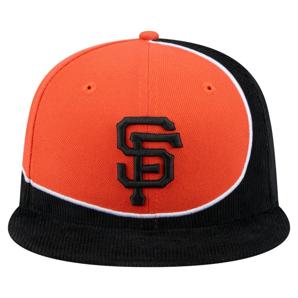 San Francisco Giants New Era Retro Split Corduroy Snapback Hat - Black/Orange Hats