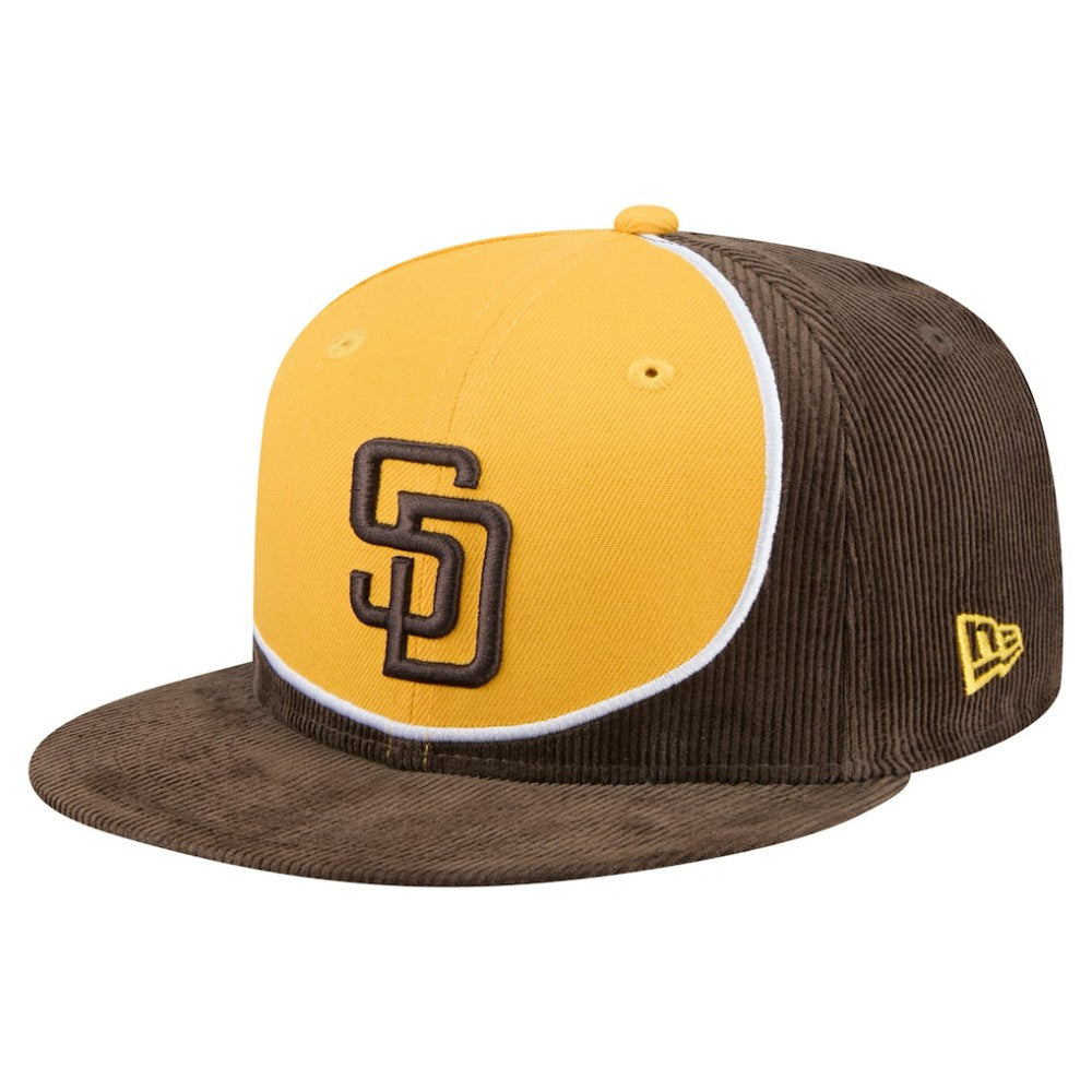 San Diego Padres New Era Retro Split Corduroy Snapback Hat - Brown/Gold Hats