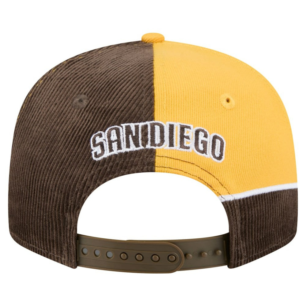 San Diego Padres New Era Retro Split Corduroy Snapback Hat - Brown/Gold Hats