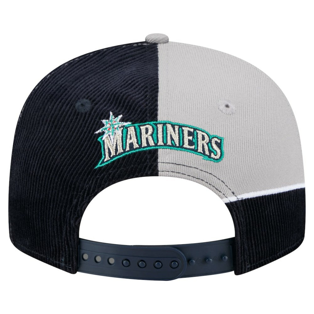 Seattle Mariners New Era Retro Split Corduroy Snapback Hat - Navy/Gray Hats
