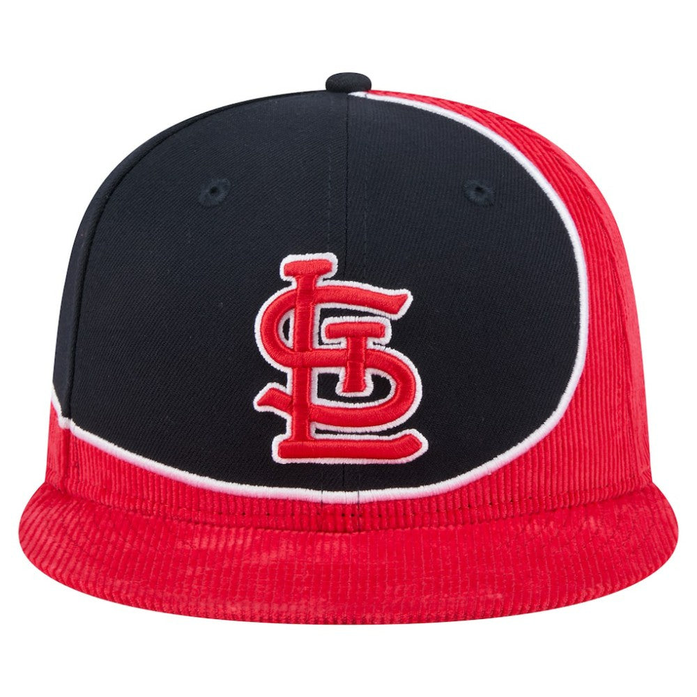 St. Louis Cardinals New Era Retro Split Corduroy Snapback Hat - Red/Navy Hats