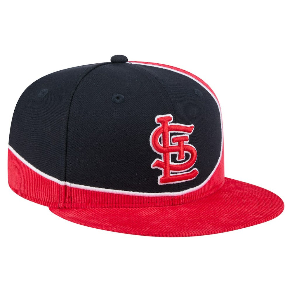 St. Louis Cardinals New Era Retro Split Corduroy Snapback Hat - Red/Navy Hats