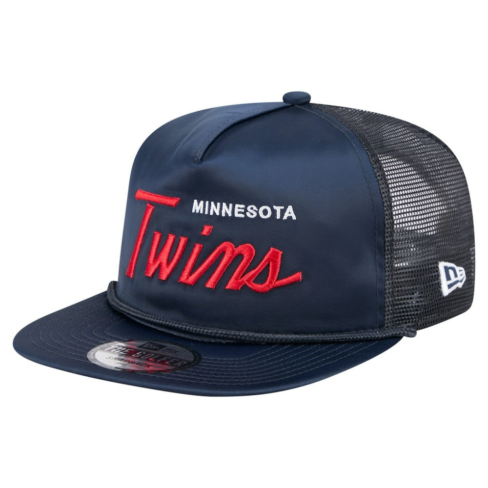 Minnesota Twins New Era Retro Satin Script Golfer Adjustable Hat - Navy Hats