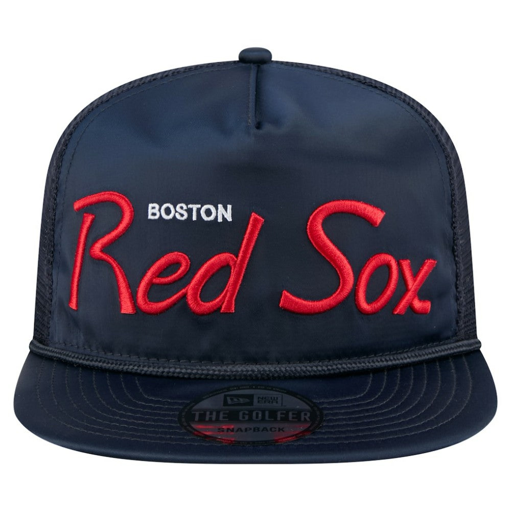 Boston Red Sox New Era Retro Satin Script Golfer Adjustable Hat - Navy Hats