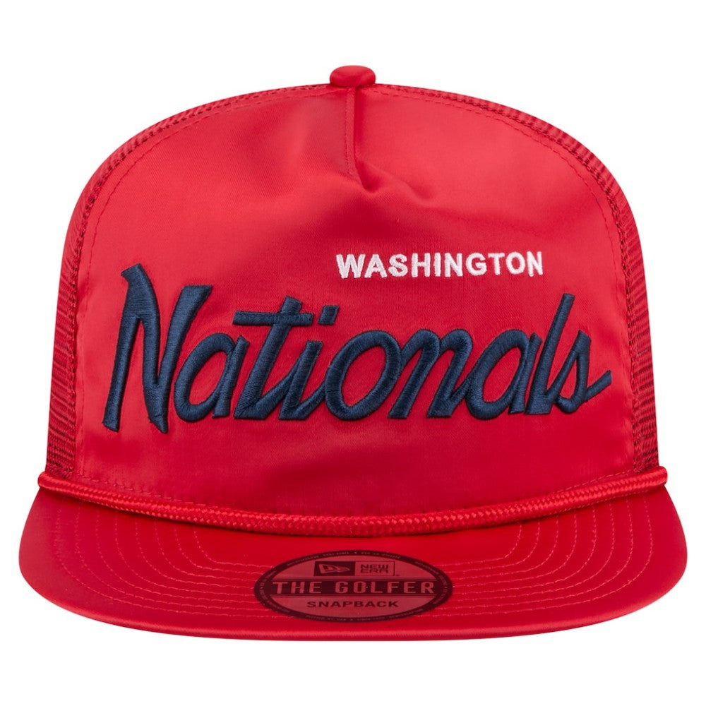 Washington Nationals New Era Retro Satin Script Golfer Adjustable Hat - Red Hats