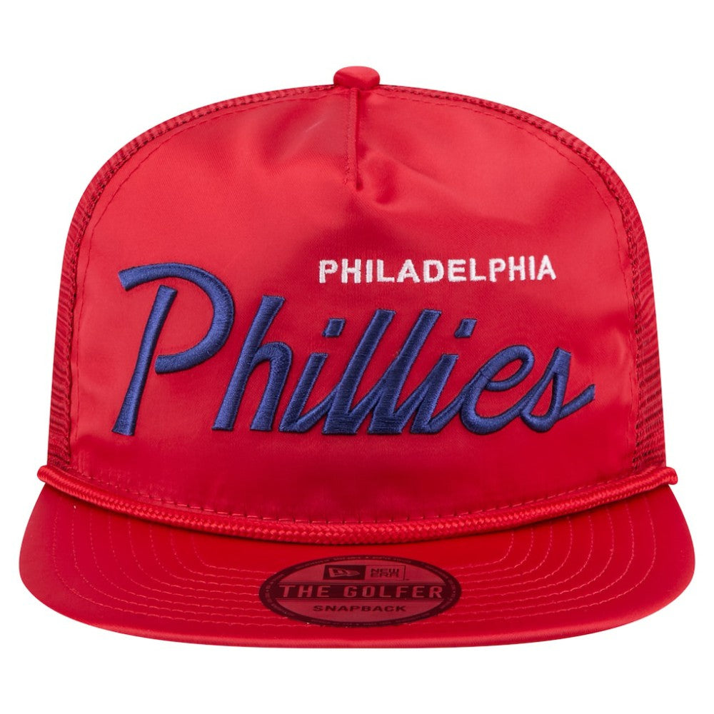 Philadelphia Phillies New Era Retro Satin Script Golfer Adjustable Hat - Red Hats