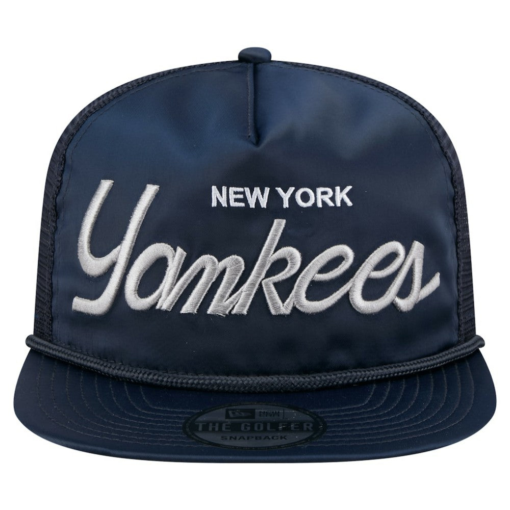 New York Yankees New Era Retro Satin Script Golfer Adjustable Hat - Navy Hats