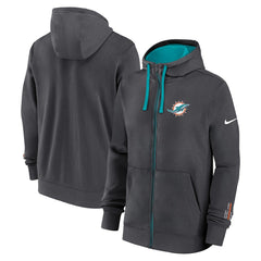 Miami Dolphins Primetime Club Full-Zip Hoodie Anthracite