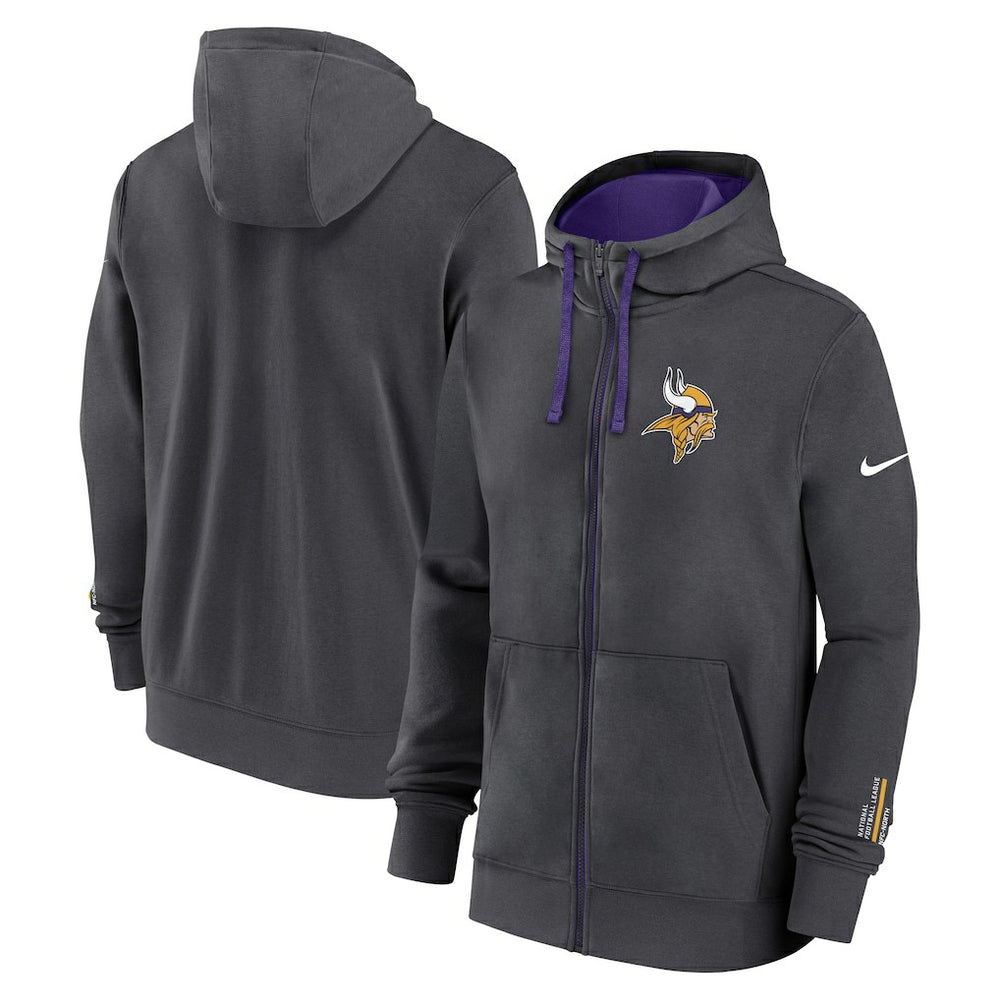Minnesota Vikings Primetime Club Full-Zip Hoodie Anthracite