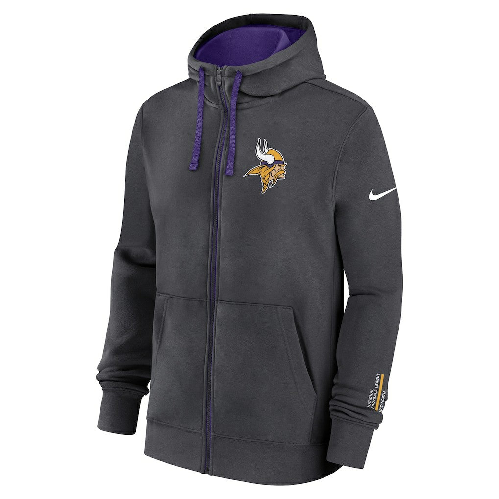 Minnesota Vikings Primetime Club Full-Zip Hoodie Anthracite